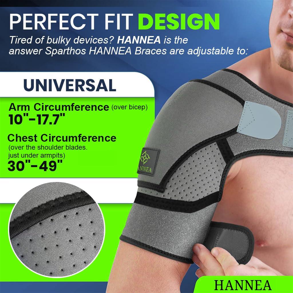 Hannea HANNEA Shoulder Brace for Women And Men, Shoulder Compression Sleeve for Torn Rotator Cuff, AC Joint Pain Relief, Dislocated Sholder, Adjustable Fits Left and Right Arm