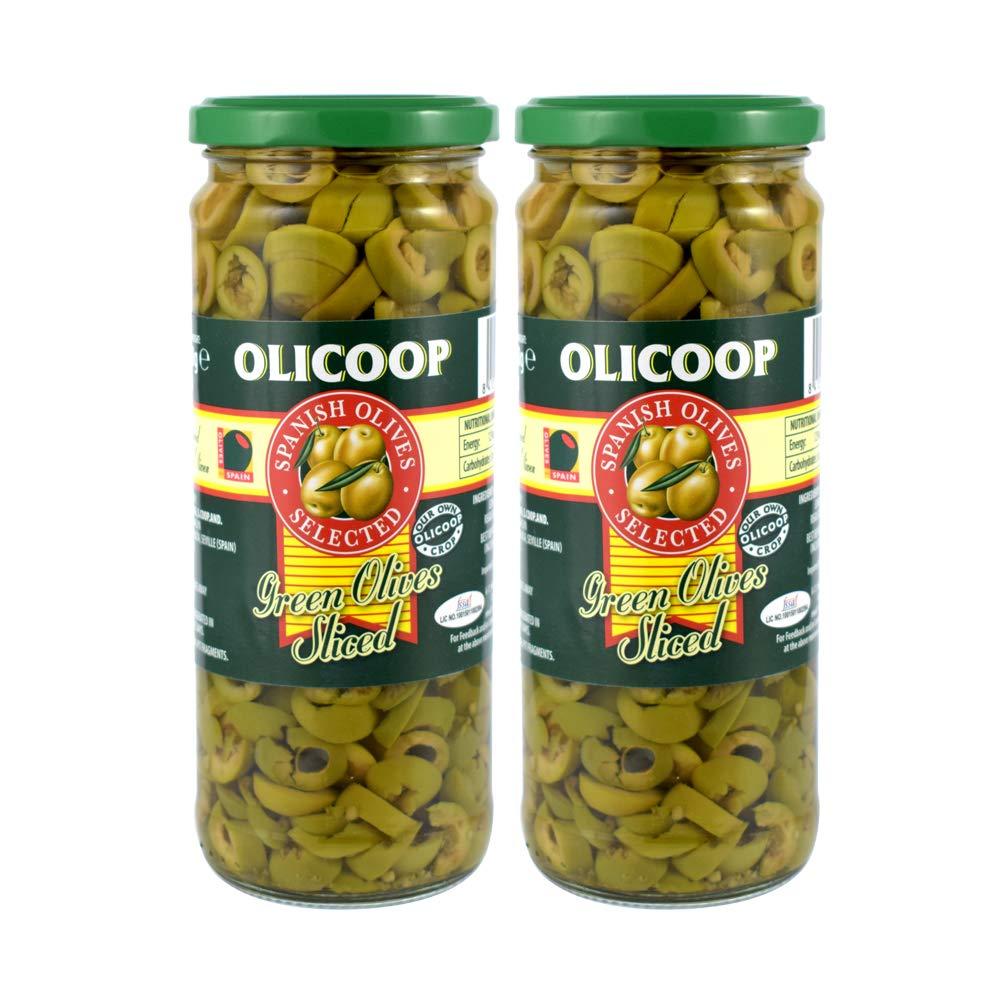Olicoop Olicoop Green Sliced Olive, 450g, Pack of 2, Produced in Spain