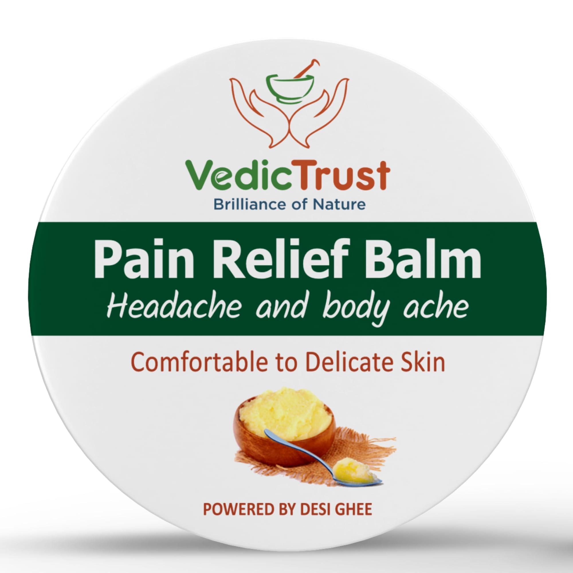 VedicTrust VedicTrust Ayurvedic Pain Relief Balm (Pack Of 3-25 Gm) Naturally Made with Desi Ghee, Kapoor, Tarpin Tel, Lavang Tel, Pudina Tel | All Age Balm | Muscle Pain, Headaches, Backaches |