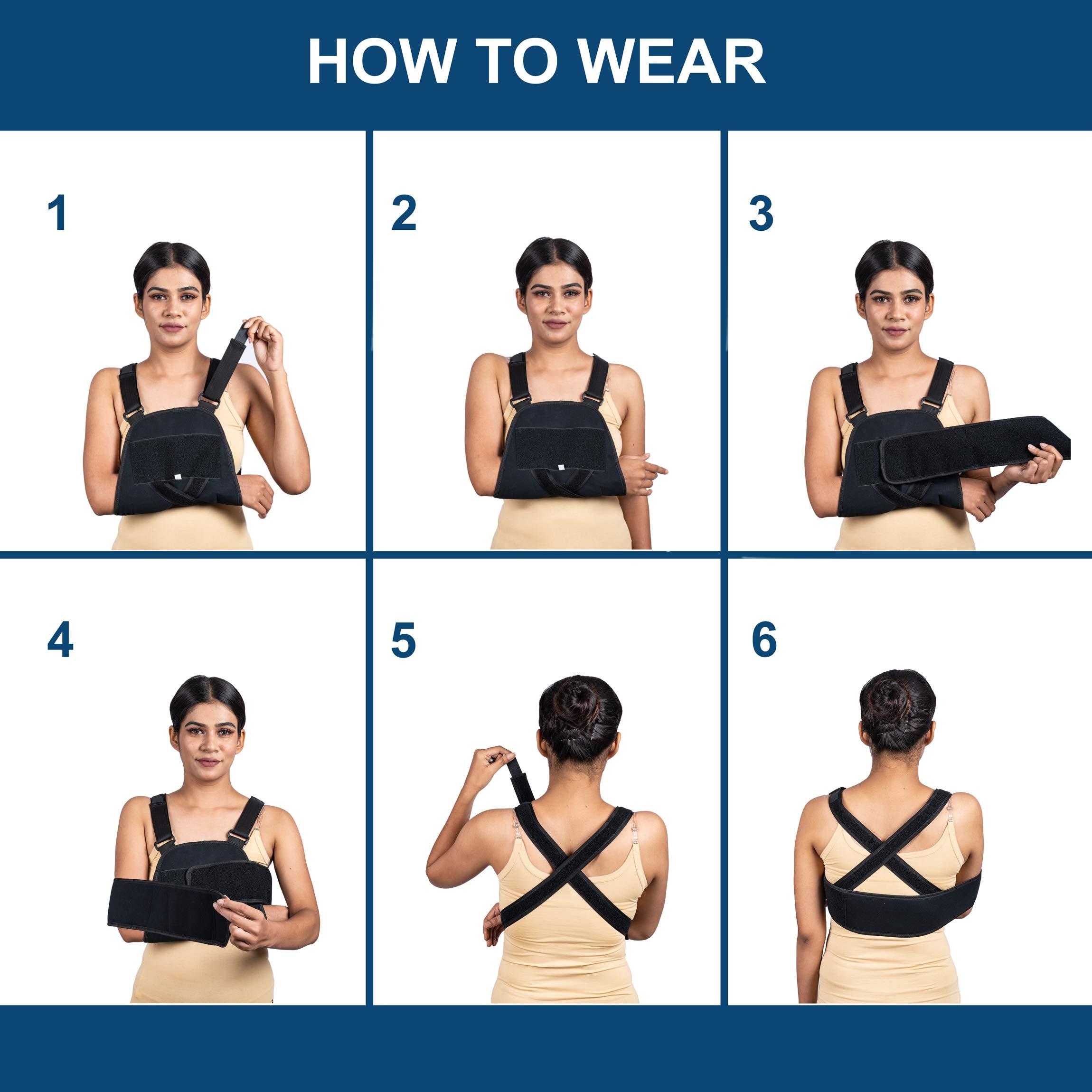 Wonder Care Arm Sling Shoulder Brace - Best Fully Adjustable Rotator Cuff and Elbow Support - Includes Immobilizer Band for Quick Recovery - for Men and Women (42\"-54\")