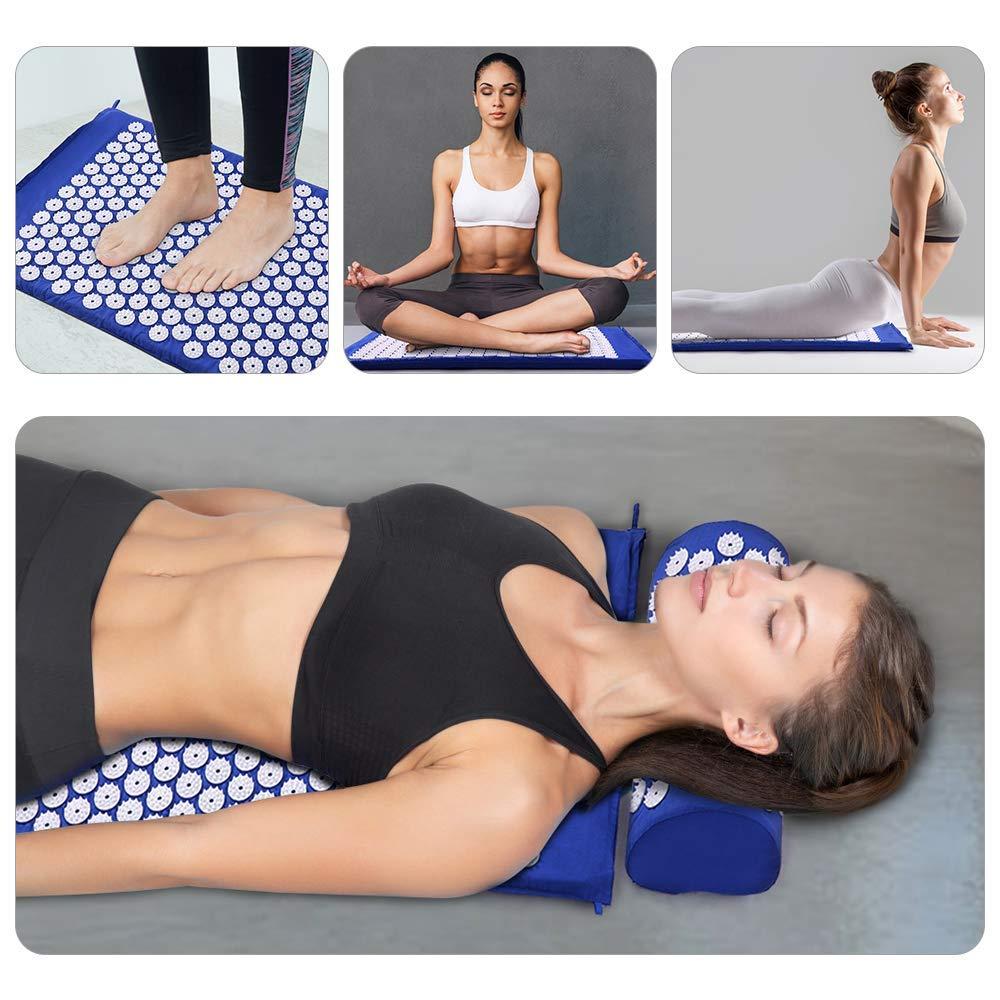 EBOFAB EBOFAB Full Body Massage Mat, Acupuncture Mat And Acupuncture Pillow, Magnetic Spikes Pressure Point Therapy For Naturally Relax Back, Neck and Feet Muscles - Stress and Pain Relief