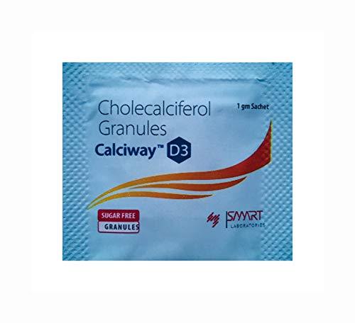 calciway D3 Calciway D3 sachet for Re-Establishes Vitamin-D3 (Cholecalciferol 60000 I.U) Levels Pack of 10 (Sugar Free)