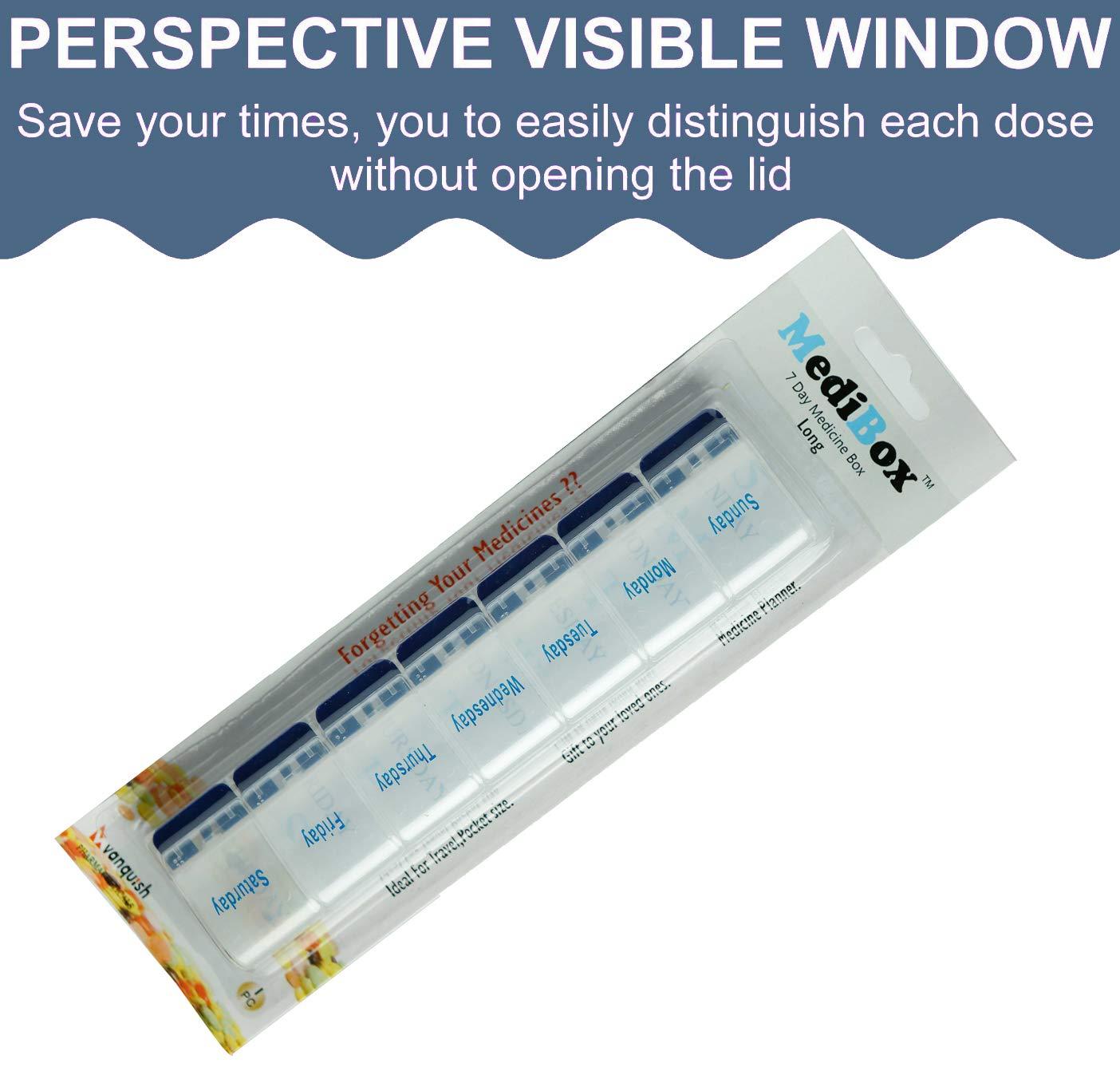 MediBox MediBox Long Weekly 7 Days Pill Box Organizer To Take Medicines on Time.Ideal for Traveling and Gifting_ Pack of 3
