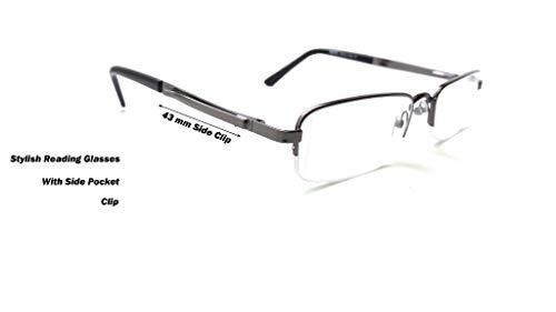N Specs N Specs +1.25 power near reading glasses rectangle grey colour metal half frame with unbreakable fibre glasses (125)