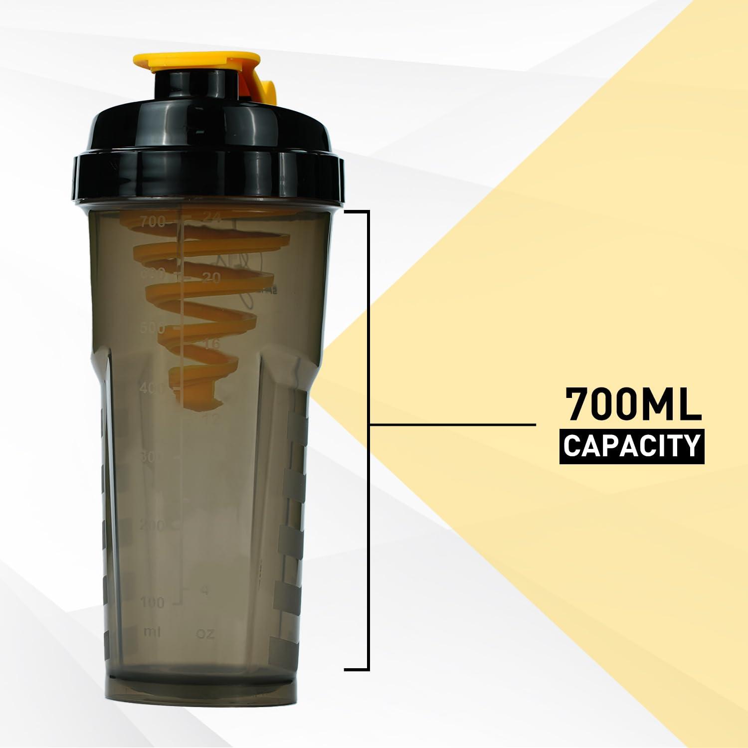 MuscleBlaze MuscleBlaze Limited Edition Shubman Shaker with Cyclone Blender, Black, 700 ml | 100% Leakproof, BPA-Free Blender Bottle, Ideal for Whey Protein, Preworkout, and BCAA Shakes |Plastic