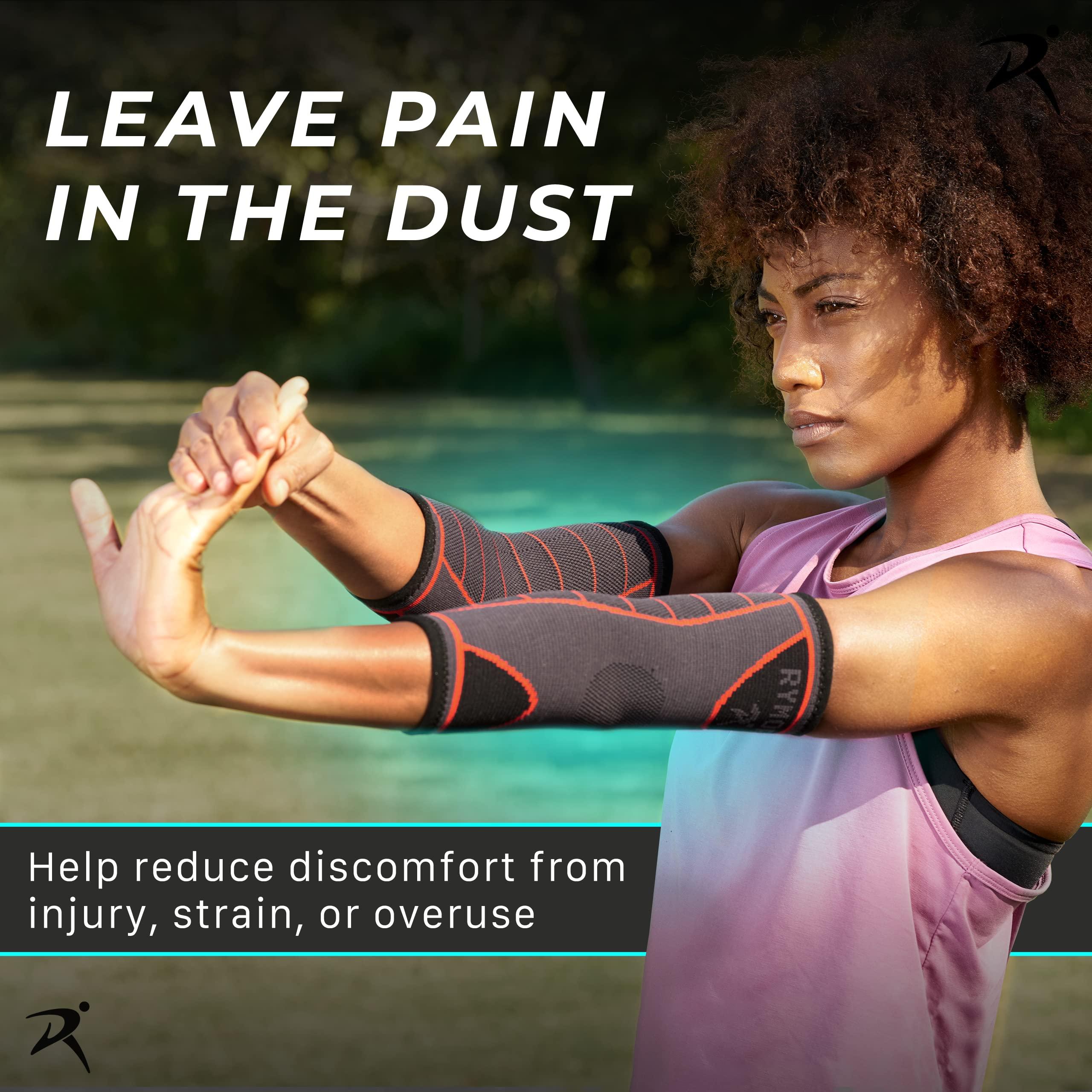 Rymora Rymora Fitness Elbow Brace- L, Compression Support Sleeve for Tendonitis, Tennis Elbow, Golf Elbow Treatment, Weightlifting & Weak Joints - Reduce Joint Pain During Any Activity!
