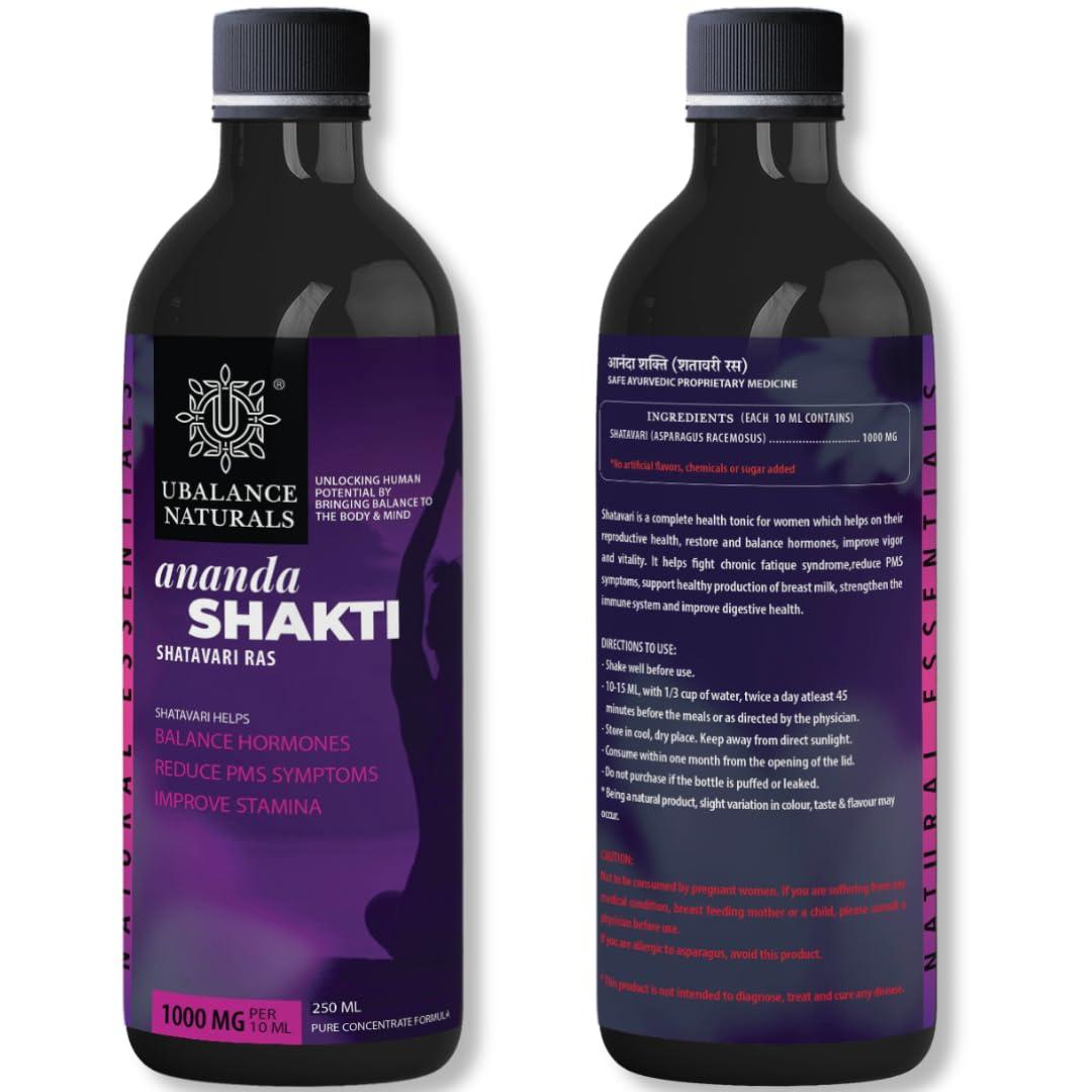 Ubalance Naturals Ananda Shakti: A Natural Happiness and strength booster Ayurvedic Concentrated Formula for Women, Supports Hormonal Balance, Stress Relief, Enhanced Stamina, and Overall Well-Being (250ml)