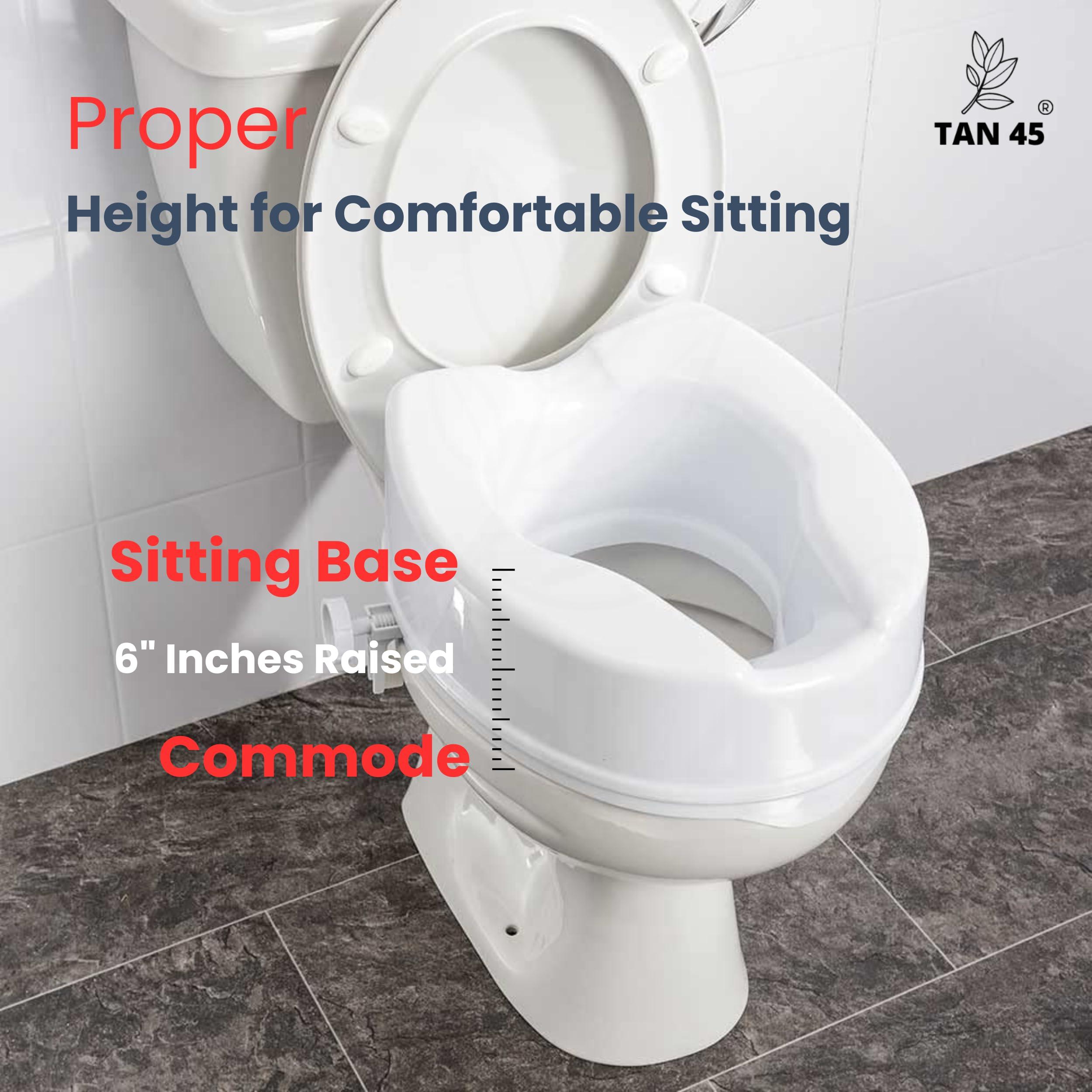 TAN45 Tan45 Raised Toilet Seat for Senior Citizens | Commode Raiser, Standard Seat,White, Lightweight and Portable Westren Seat Lifter, Bathroom Seat 6\" Inch