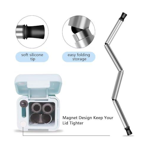 ATIMUNA ATIMUNA Foldable Stainless Steel Straws with Food-Grade Silicone Tips - Portable and Eco-Friendly Metal Drinking Straws in a Compact Case with Cleaning Brush