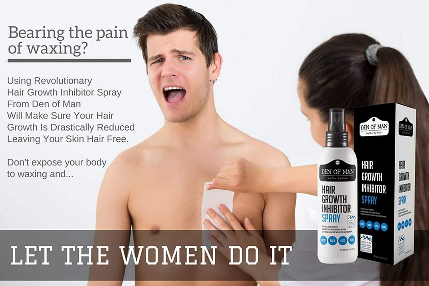 Den of Man Den of Man 200gm Hair Removal Cream + Natural Hair Growth Inhibitor Spray 100ml For Use After Hair Removal From Body & Face Minimizes Regrowth Safe For Men & Women