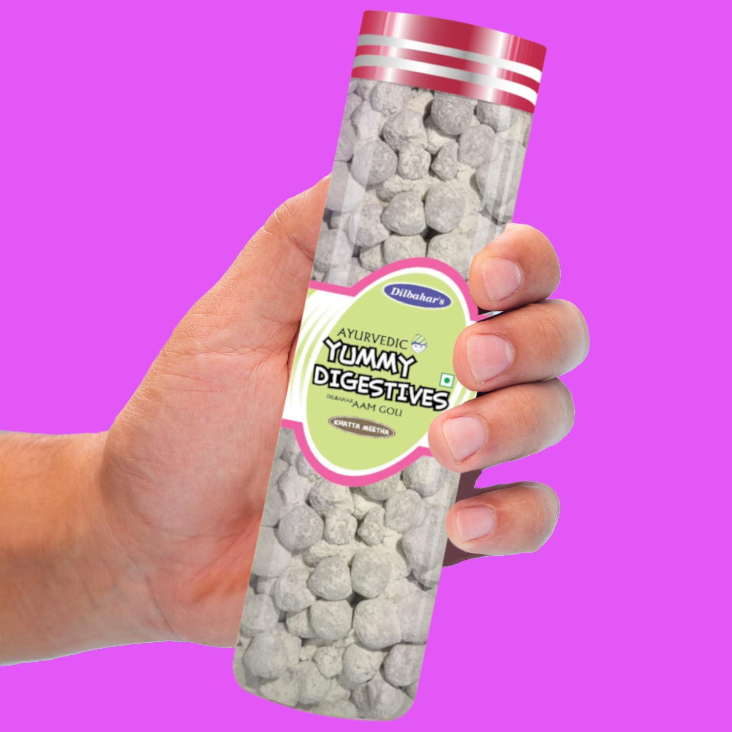 DILBAHAR'S Dilbahar's Aam Goli 210G Pack Of 2-MT | Aam Pachak Chatpati Goli | Digestive Goli Pachak | Mukhwas Mouth Freshener | Aam Pachak Churan Goli | Churan Digestive | After-Meal Treat