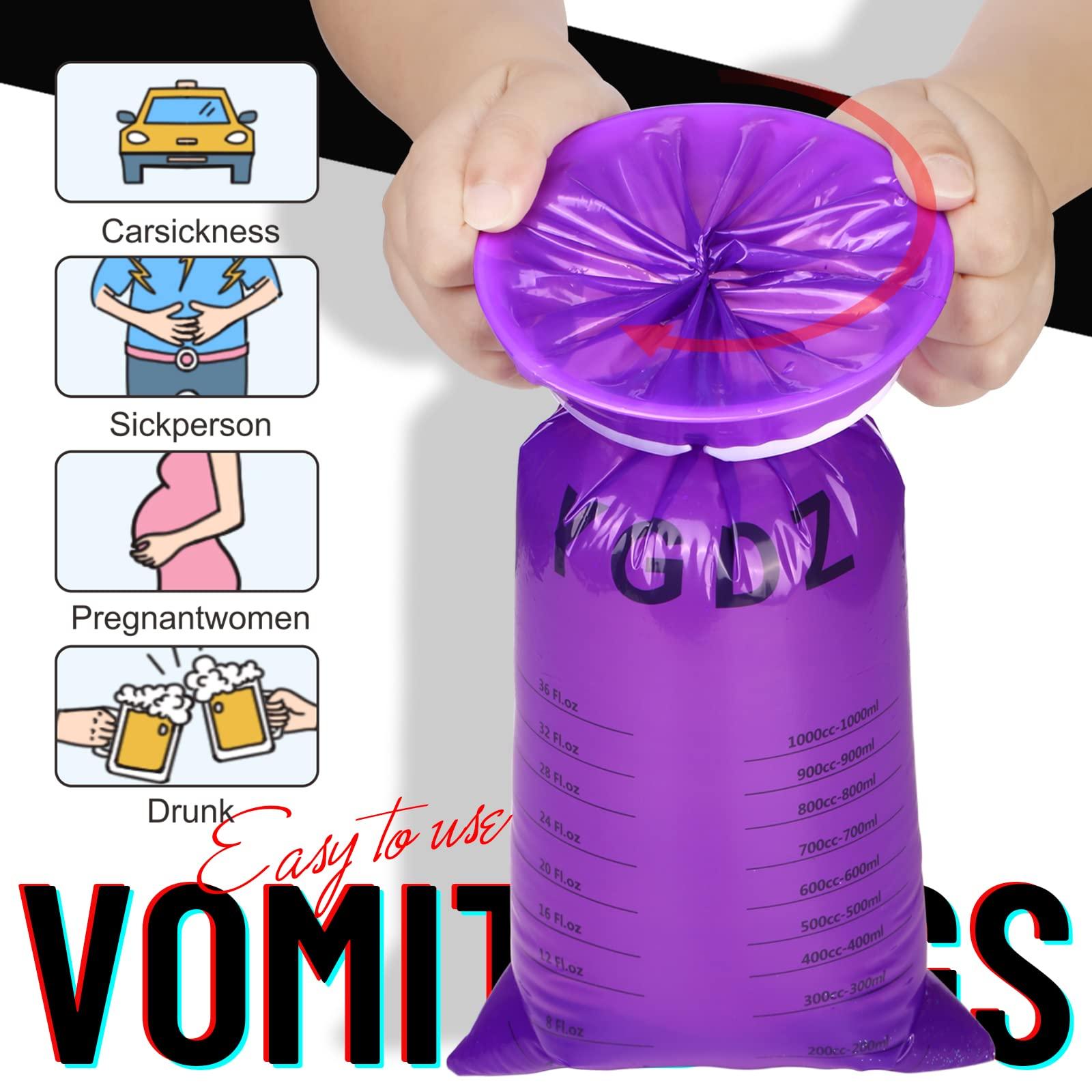 YGDZ Barf Bags, YGDZ 15 Pack Vomit Bags Disposable Throw Up Emesis Bags Puke Nausea Bags for Travel Motion Sickness, Car & Aircraft, Purple
