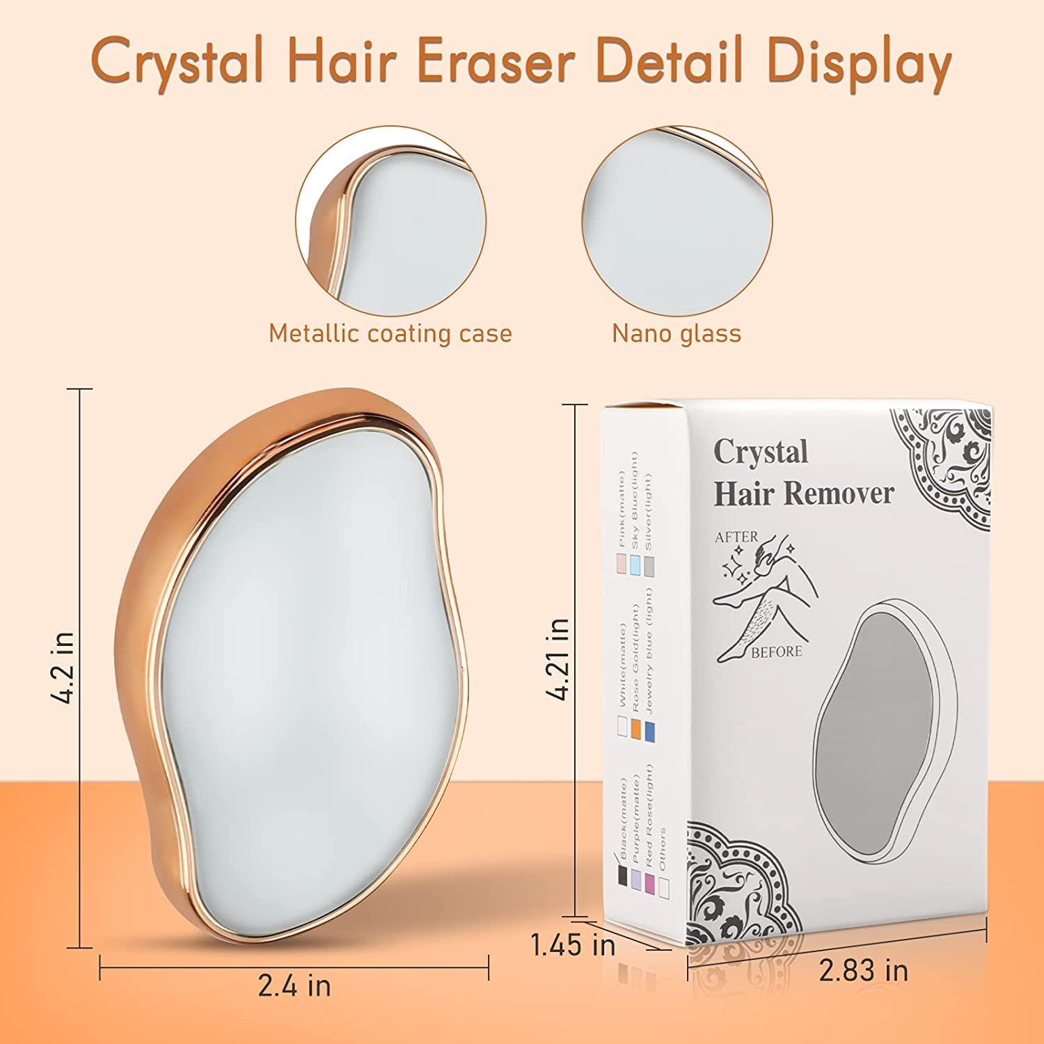 fabulouster Crystal Hair Eraser, Painless Hair Removal Tool for Legs Back, Arms, Crystal Hair Remover, Really Fast & Easy Exfoliate Hairo Crystal Hair Eraser for Men and Women (2PCS Pink+Gold)