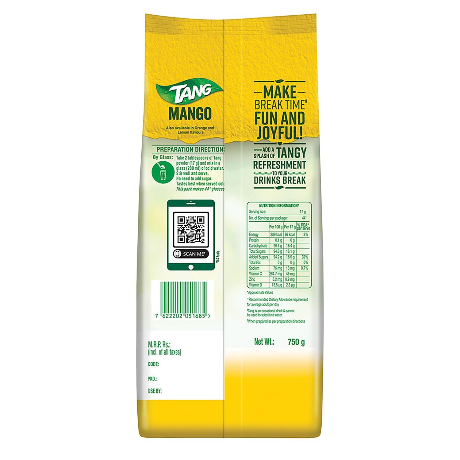 Tang Tang Mango Instant Drink Mix, 3 X 500 g