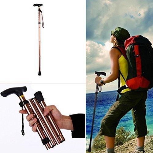 IKTU Iktu Automatic Magnetic Snap-Out Folding Crutch Walking Cane Folding Stick with Adjustable Length (33-37 Inch) (Copper)