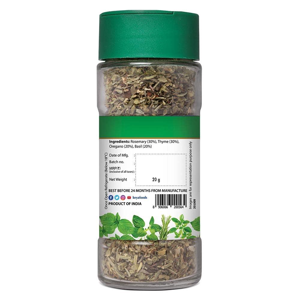 KEYA Keya Premium Herbs Combo Oregano 10gm | Mixed Herbs 25gm | Glass Bottle | Pack of 2