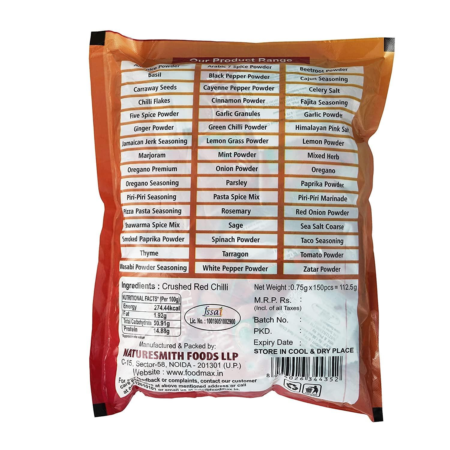 NATURE SMITH Naturesmith Chilli Flakes Sachet(150Pieces) & Oregano Seasoning Sachet(150Pieces) Combo,300 Grams