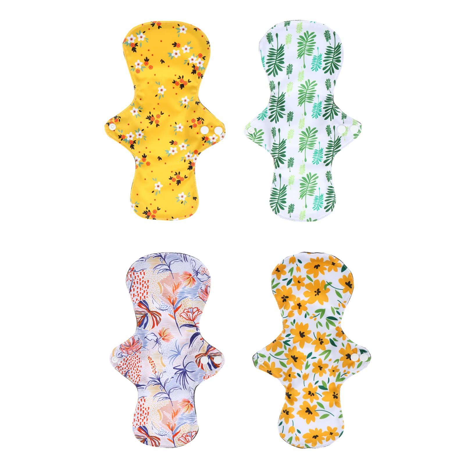 Artibetter ARTIBETTER 4Pcs Menstrual Pads Sanitary Pads Washable Bamboo Menstrual Cloth Pads Incontinence Pads with Bag for Women Girls (Random Color)