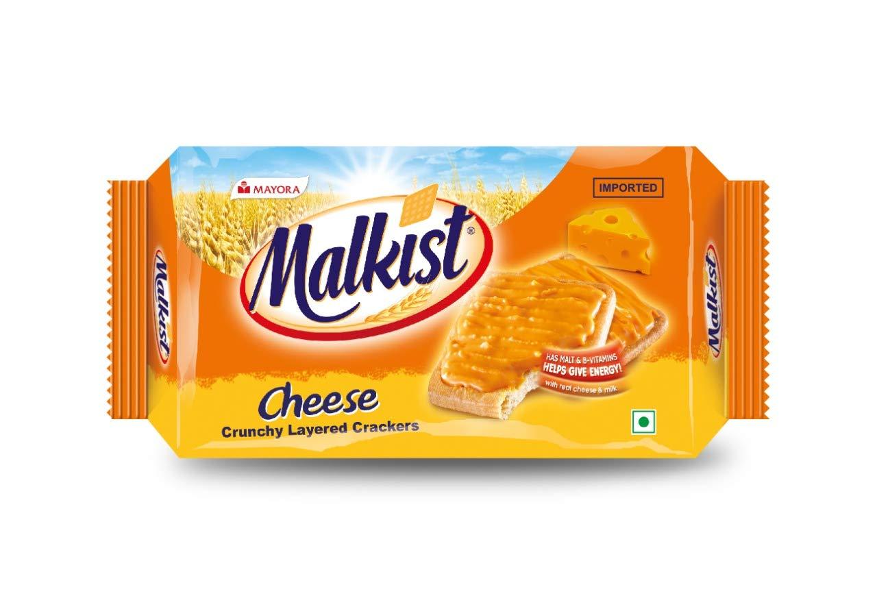 Malkist Malkist Cheese Flavoured Crunchy Layered Cracker - Cheese Coated Biscuit 138gm (12 Piece Per Pack) (Pack of 6)