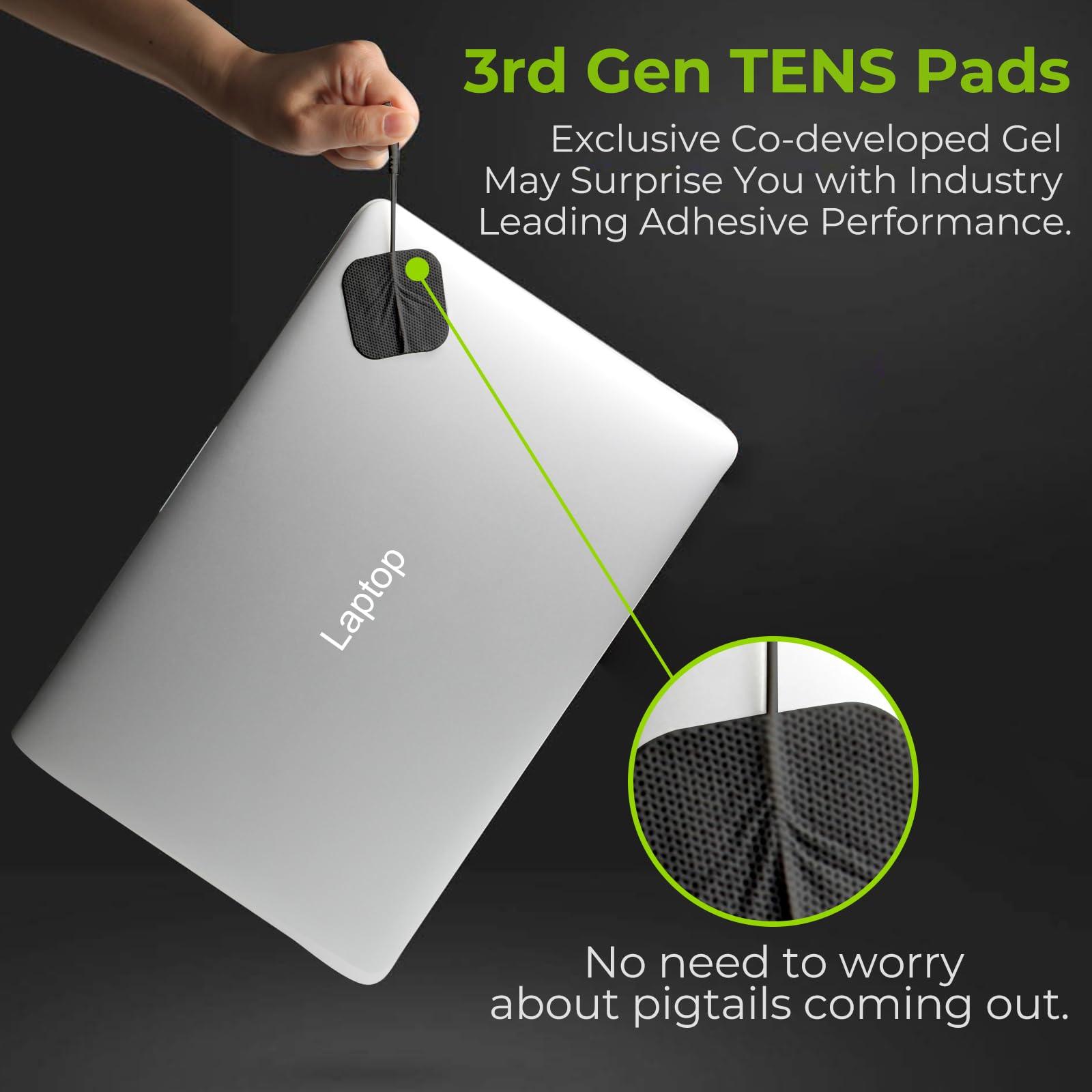 AUVON AUVON TENS Unit Pads 2X2 20 Pcs, 3rd Gen Latex-Free Replacement Pads Electrode Patches with Upgraded Self-Stick Performance and Non-Irritating Design for Electrotherapy (Black)