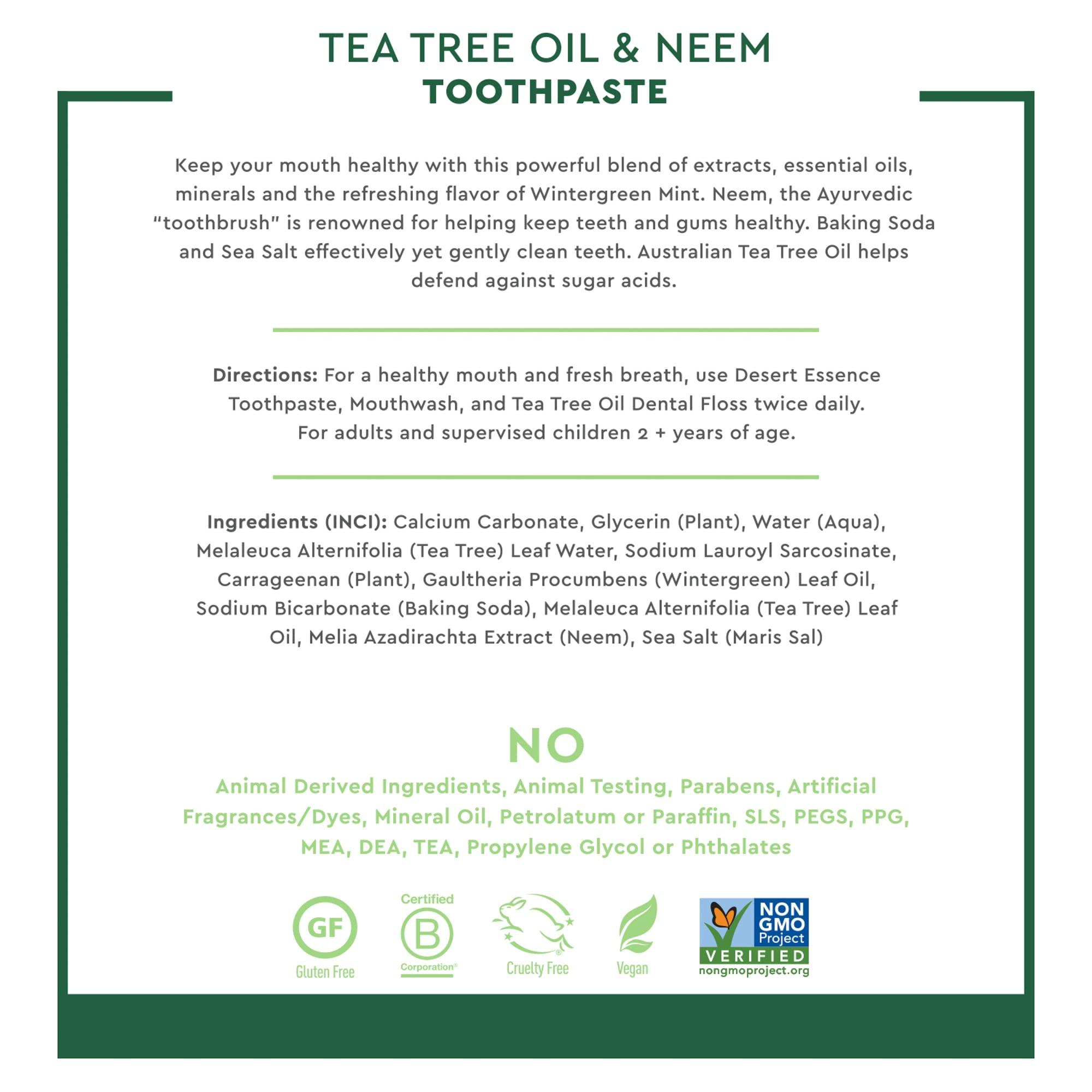 Desert Essence Desert Essence Natural Tea Tree Oil and Neem Toothpaste 6.25 oz
