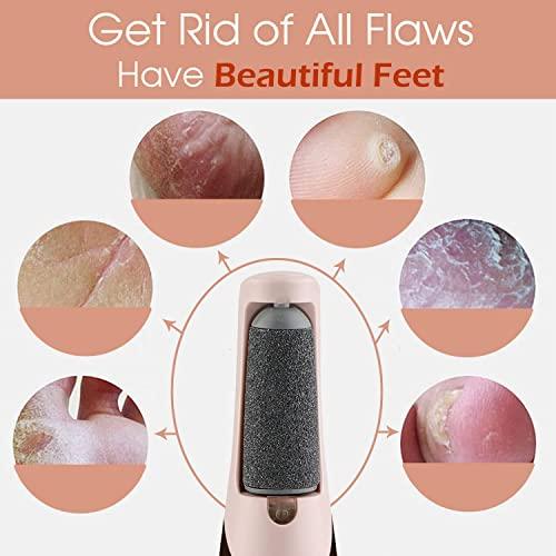 REMICH REMICH Rechargeable Flawless Pedicure Tool - Callus & Dead Skin Remover - Feet Care for Cracked Heels - Cordless Pedi Finishing Touch with 2 Roller Heads & USB Cable