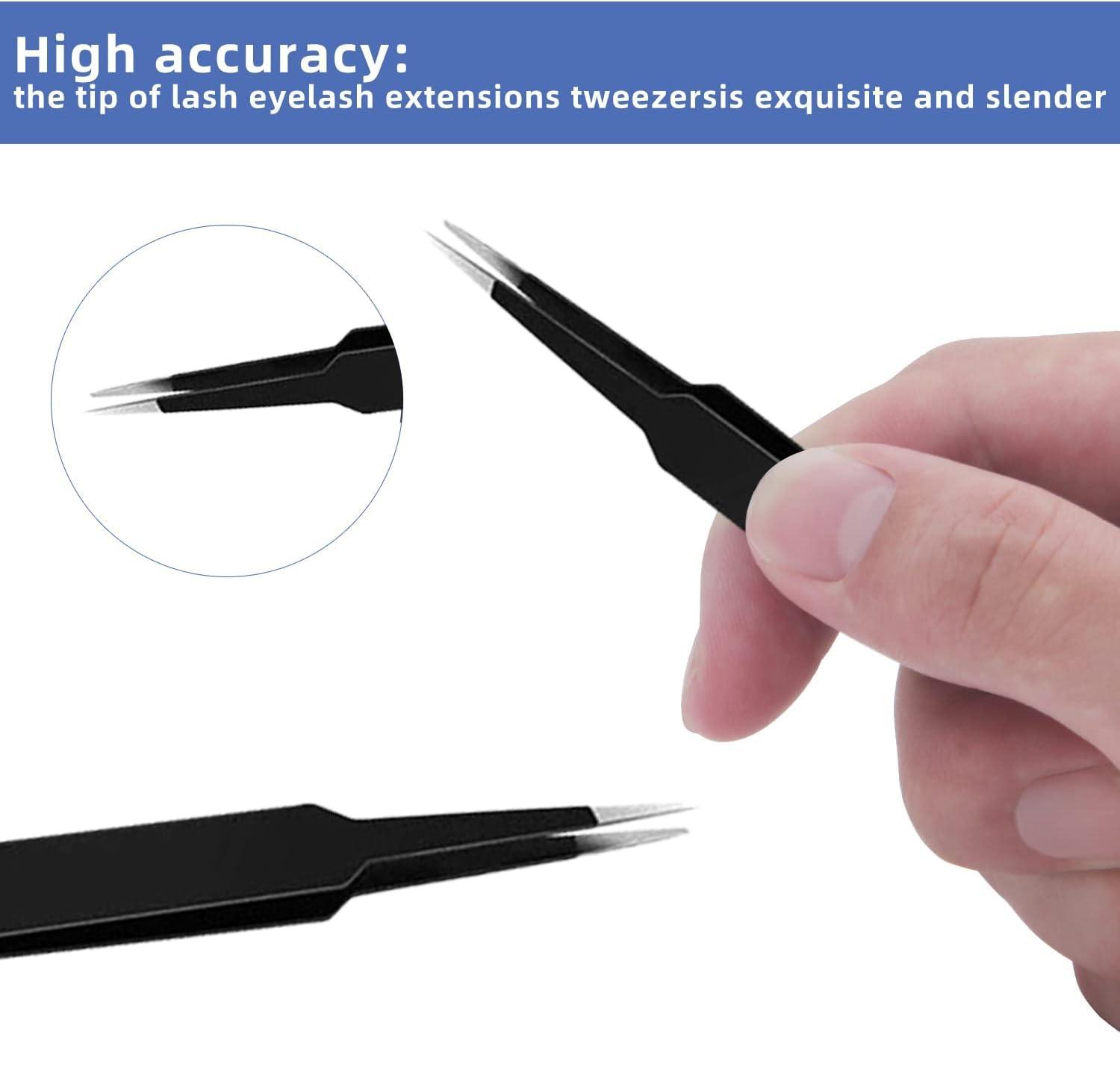 MADHYA MADHYA Tweezers for Ingrown Hair Removal, Surgical Grade Medical Tweezers with Sharp Needle Nose Point Tips Ideal Pointed Tweezers for Splinters & Tick Removal, Black, Design 5, Pack of 1