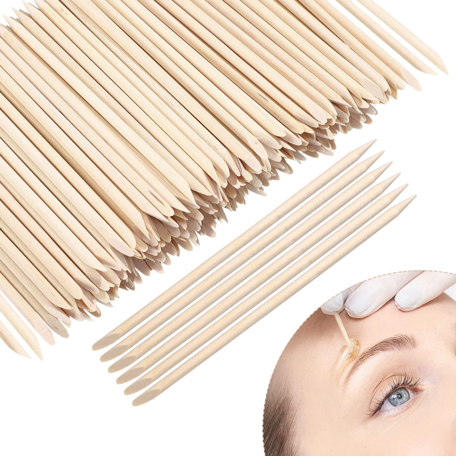 Demissle 400 Pack Eye Brow Wooden Wax Sticks Mini Waxing Applicator Sticks Lip Nose Eyebrow Waxing Sticks Wood Craft Small Wax Applicator Facial Hair Wax Spatula for Home Spa Hair Removal and Smooth Skin Use