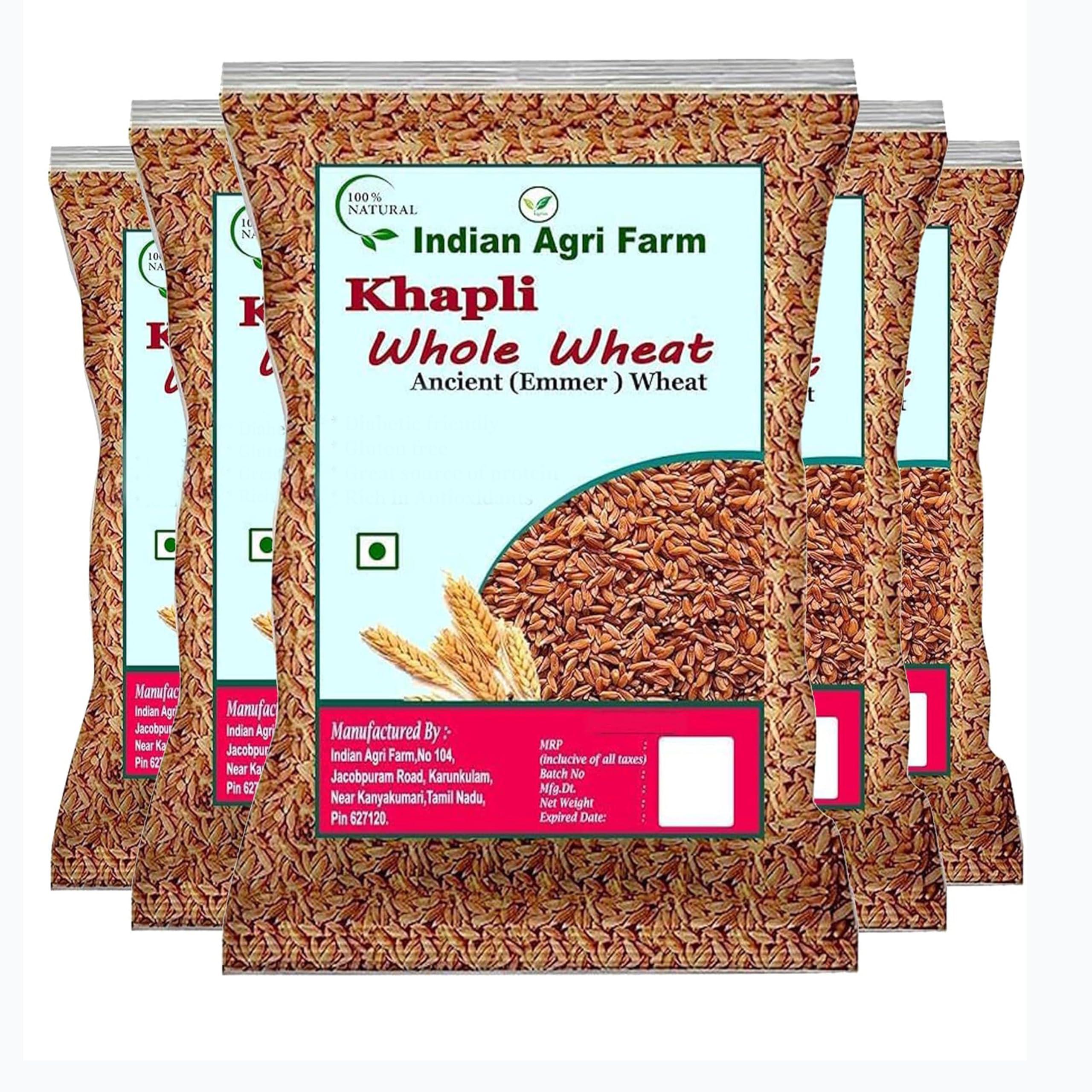 IAgriFarm Iagrifarm Khapli Wheat/Emmer Wheat (Long Grain) - 3 kg - Low Gluten, Glycaemic Index (GI)