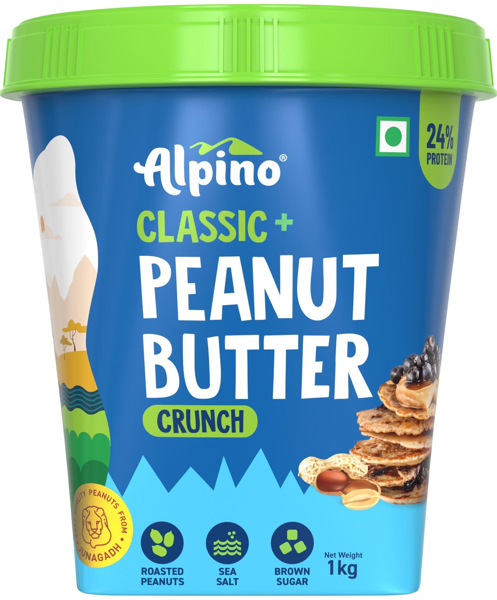 Alpino Alpino Classic Peanut Butter Crunch 1 KG | 90% Roasted Peanuts | High Protein Peanut Butter Crunchy | Gluten-Free | Vegan