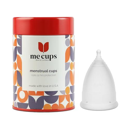 Me Cups Bold & Confident Me Cups Bold & Confident Reusable Menstrual Cup For Women Made in U.S.A - With Cotton Pouch, Ultra Soft, Odour and Rash Free, Leakage Proof, Protection for Up to 12 Hours (MID-MEDIUM)