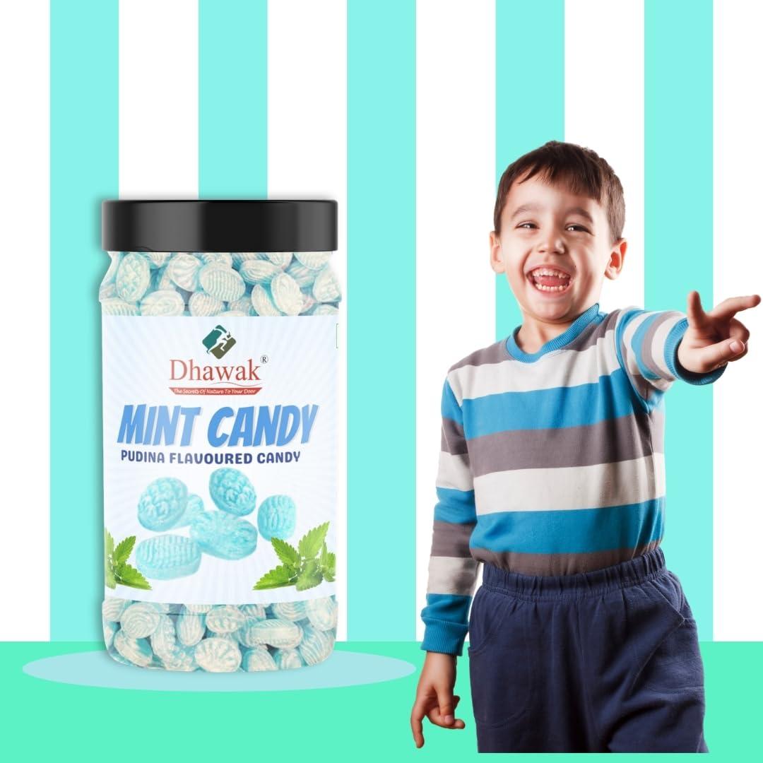 DHAWAK Dhawak Mint Candy 300 gms |Mint Flavoured Candy| Pudina Flavour Candy [Jar Pack]