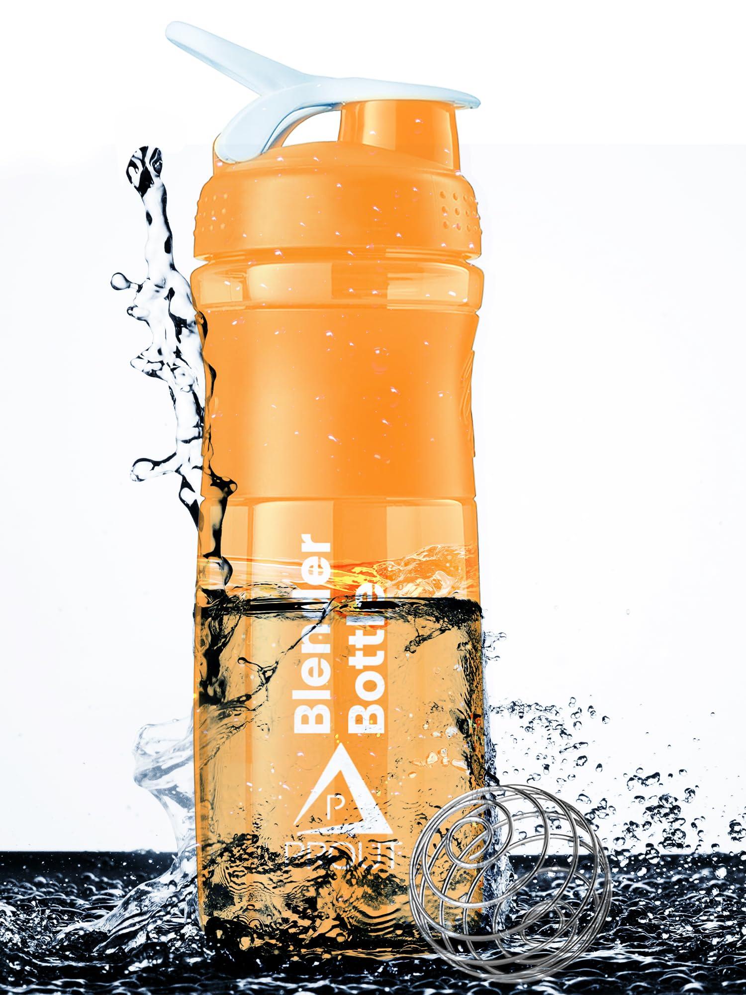 PROUT PROUT Gym Shaker | Water Bottle | Supplement Shakers | Shaker Bottle | Blender Bottle | Classic Protein Mixer Shaker Bottle with Blender Ball (Orange)