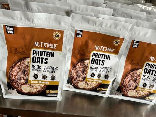 NUTS\'MOR NUTS\'MOR Cocoa & Almonds Protein Oats Oats, Almonds, Seeds,Cocoa | High Protein & Fibre | No Processed Sugar & Preservatives | Vegan | Healthy Snack & Breakfast Cereal