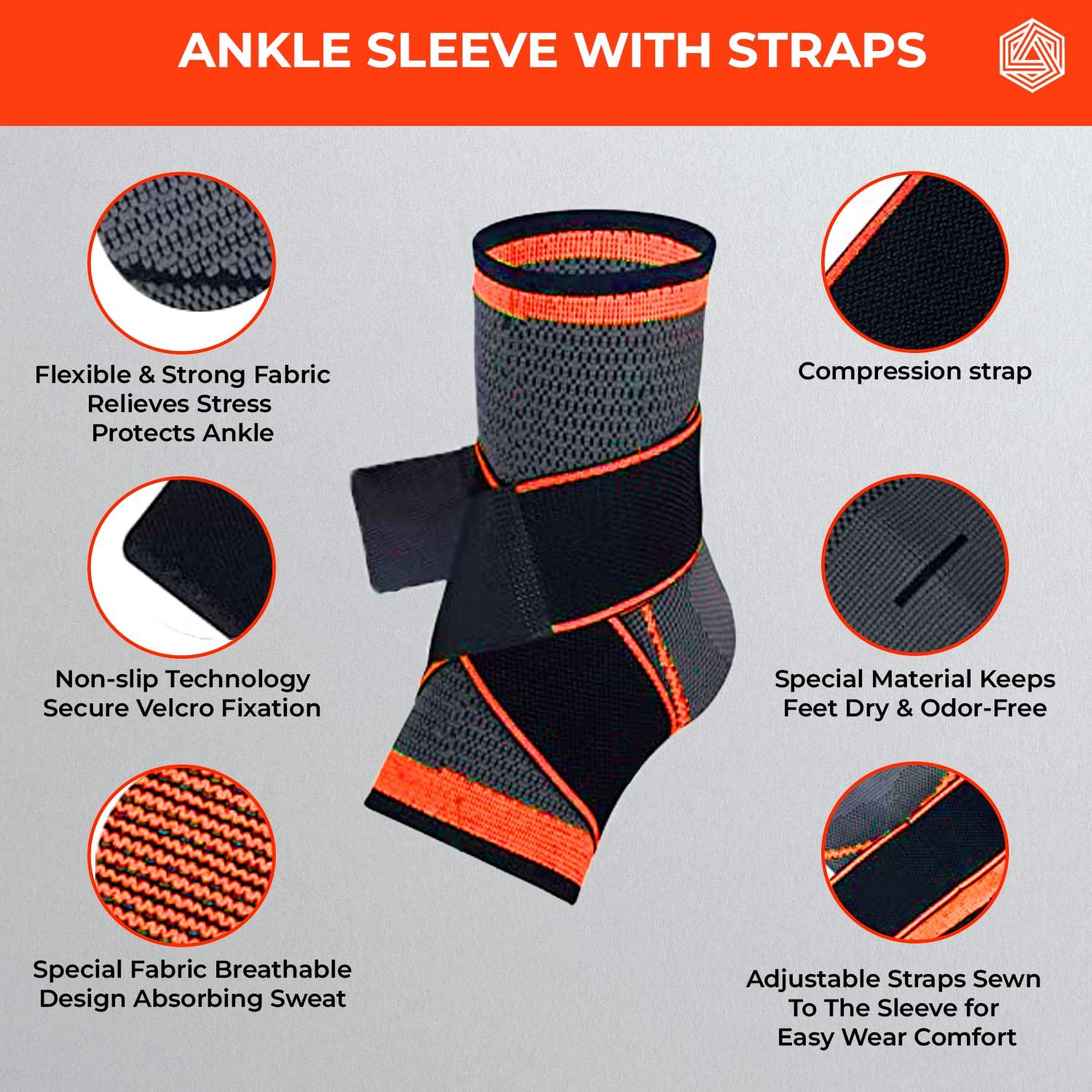 Boldfit Boldfit Premium Ankle Support Compression Brace(Ankle Binder) Knee Support For Men Knee Caps- L COMBO