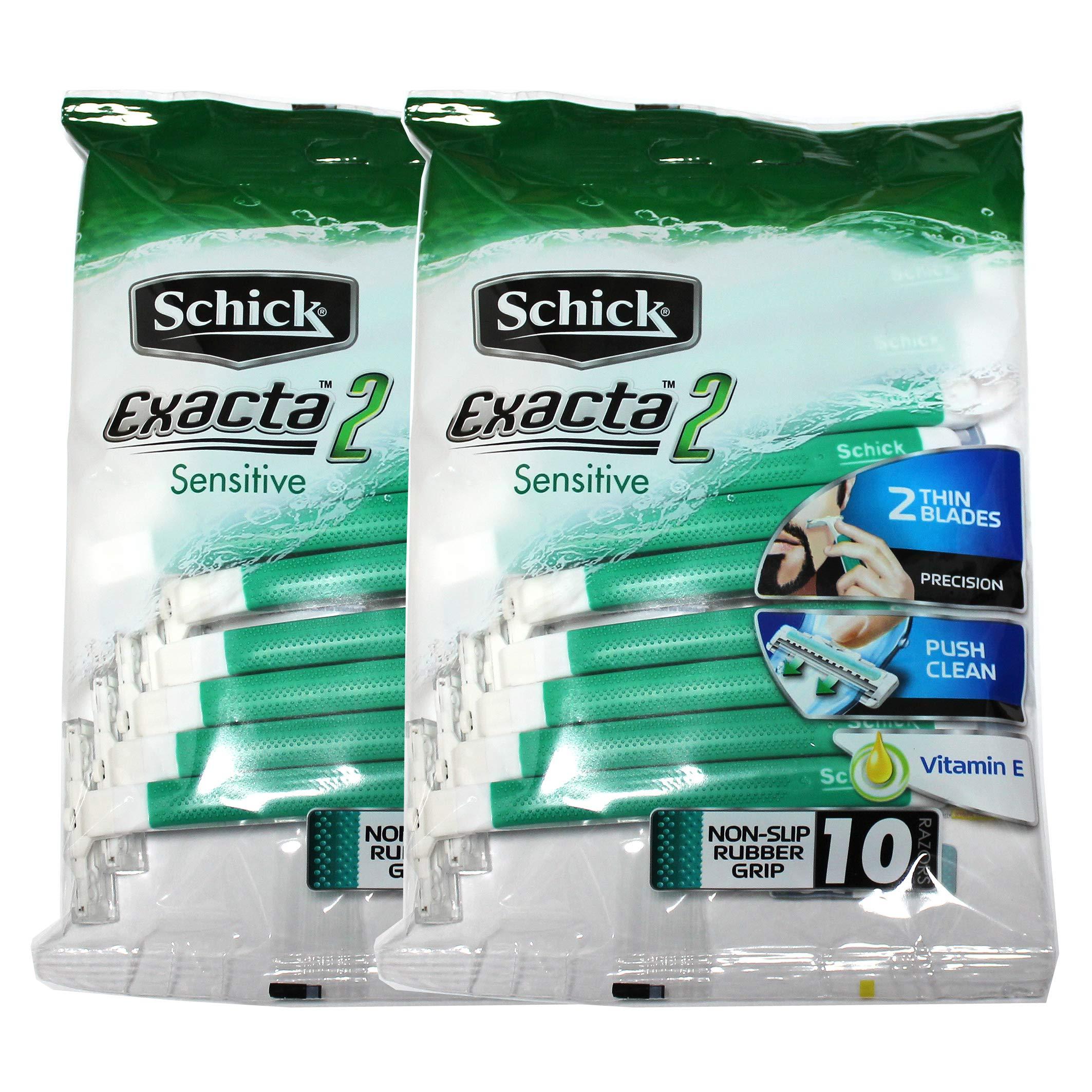 SCHICK Schick Exacta2 Sensitive Disposable Razor, 10 Count( Pack of 2)