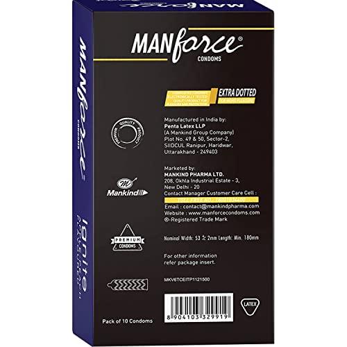 Manforce Manforce Ignite Apple-Peach Flavoured Condoms for Men| 10 Count| Extra Dotted Waves for Her Extra Stimulation| Lubricated Latex Condoms