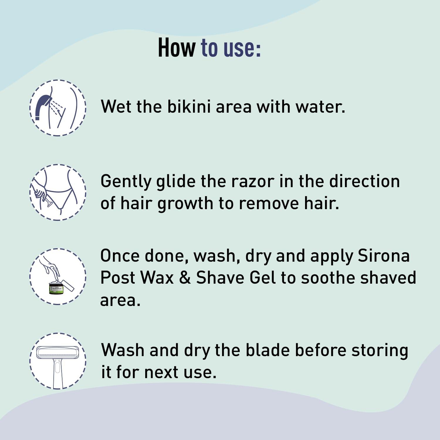 Sirona Sirona Bikini Razor for Women | Japanese Precision Shave, Nono-Blade Technology | For Irritation Free Shaving for Bikini Line | Chromium & PTFE-Coated | No Cuts | Safe & Hygiene Pack of 1