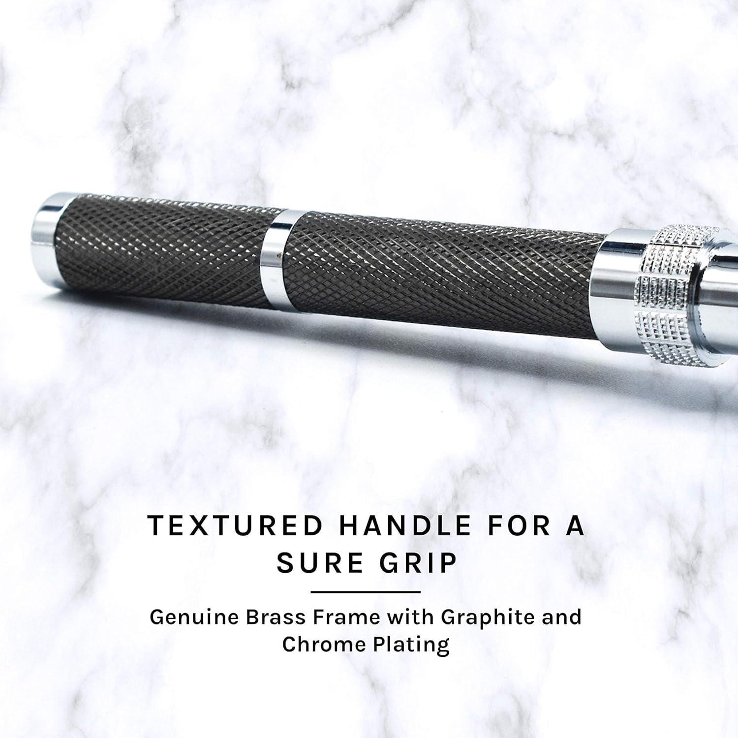 Parker Safety Razor PARKER Safety Razor - (96R) Long Handled Butterfly Open Safety Razor Includes with 5 Parker Premium Platinum Double Edge Razor Blades