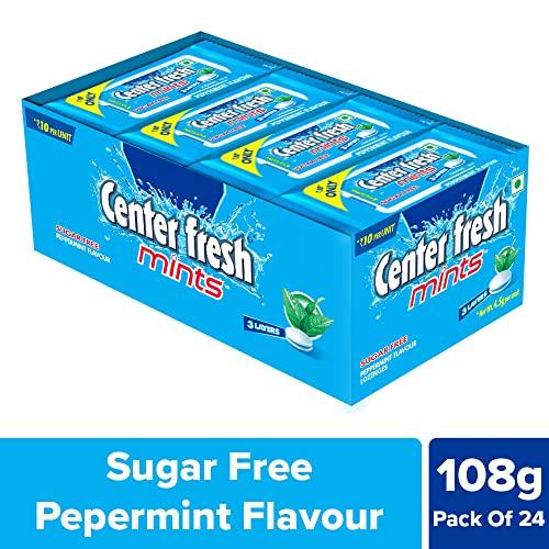 Center Fresh Center Fresh Mint, Sugarfree Peppermint Flavour, 108 Grams- Pack of 24
