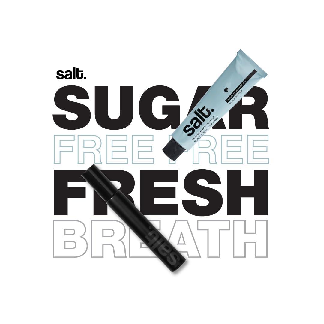 Salt Salt Oral Care Cinnamint Diabetic-Friendly Toothpaste 100g + Amalfi Travel Size Mouth Spray 10ml - Natural Fresh Breath & Oral Hygiene Set