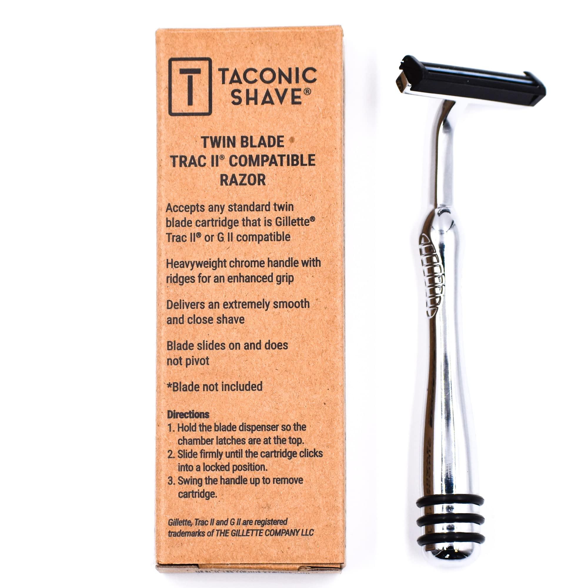 Taconic Shave All Metal Trac 2 (Trac II) Compatible Razor and 10 Personna Twin Blade Cartriges