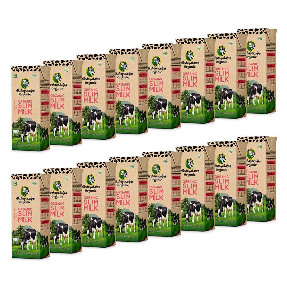 Akshayakalpa Organic Akshayakalpa Organic Slim Milk (Uht) Pack Of 16 (200 Ml) - Low-Calorie, Low-Fat, Long-Shelf Life, No Chemical Residues, Convenient And Ready-To-Use, Nutritious By Nature, Liquid