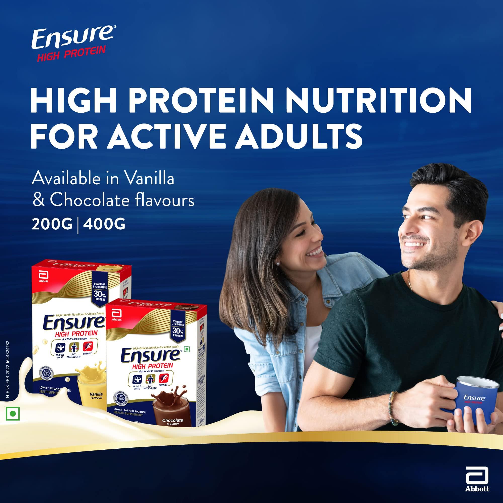 Ensure Ensure High Protein Drink for Physically Active Adults - Vanilla 200g gm, Red