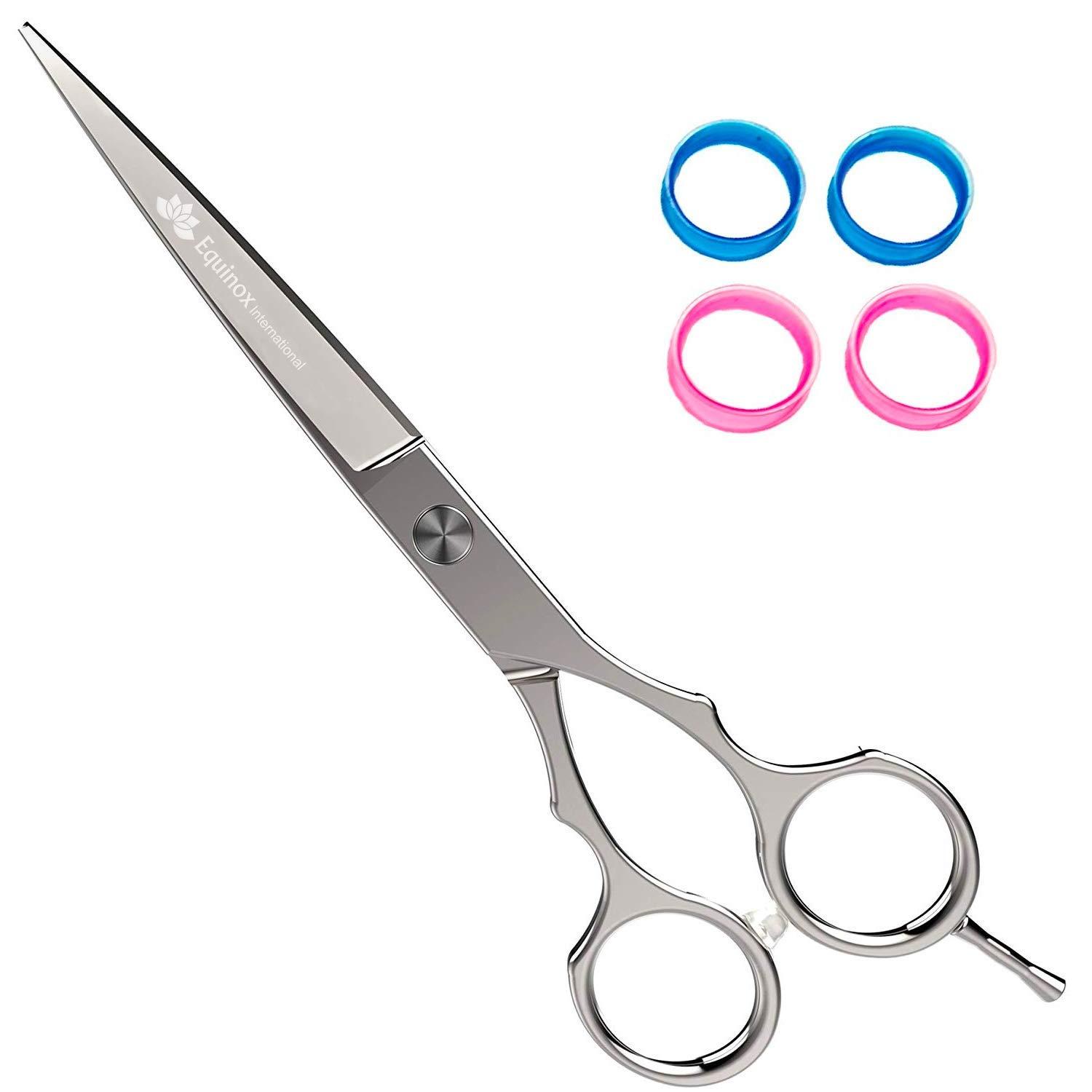 Equinox International Equinox Barber & Salon Styling Series Barber Hair Cutting Scissors/Shears 6.0\" Overall Length Detachable Finger Rest High Quality Stainless Steel