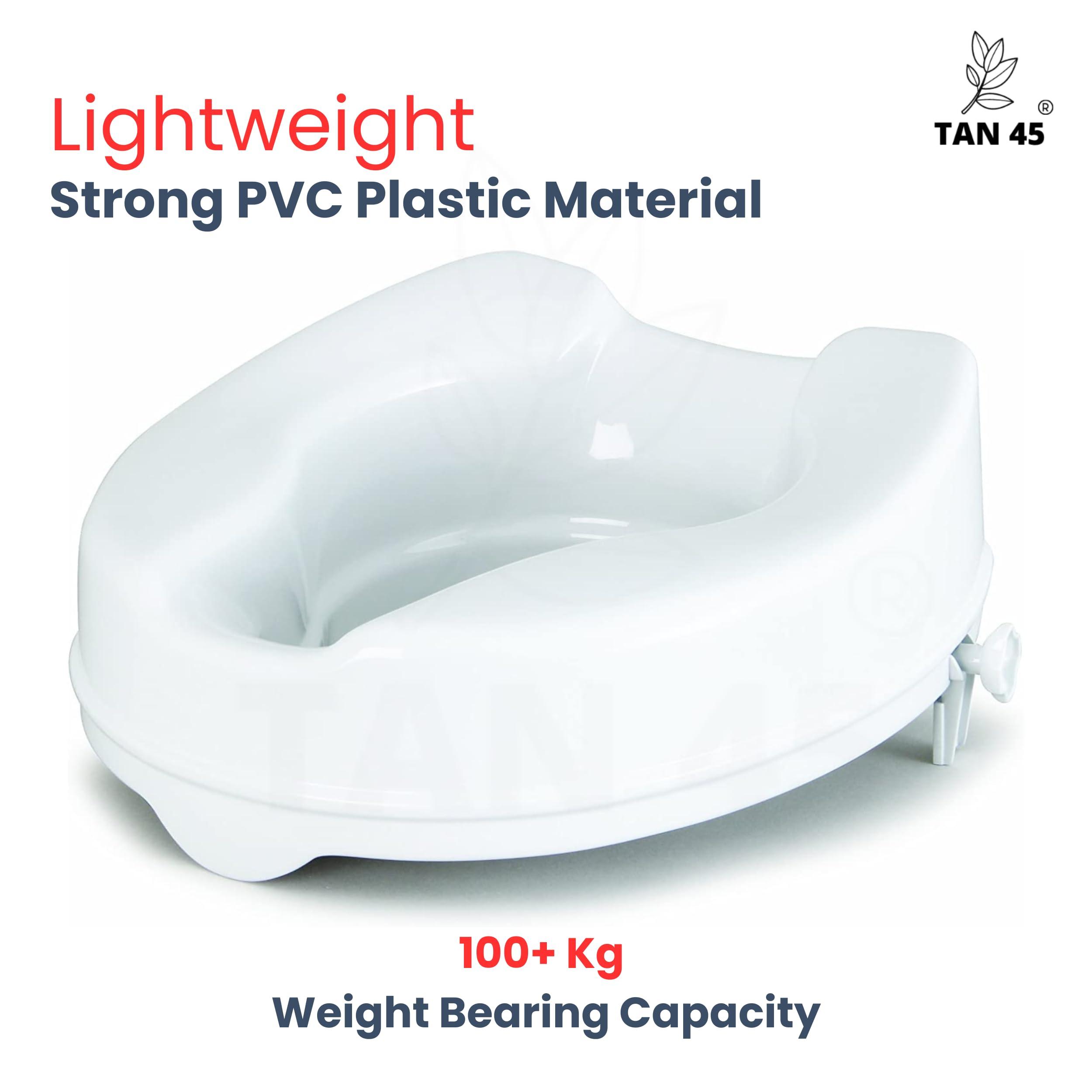 TAN45 Tan45 Raised Toilet Seat for Senior Citizens | Commode Raiser, Standard Seat,White, Lightweight and Portable Westren Seat Lifter, Bathroom Seat 6\" Inch