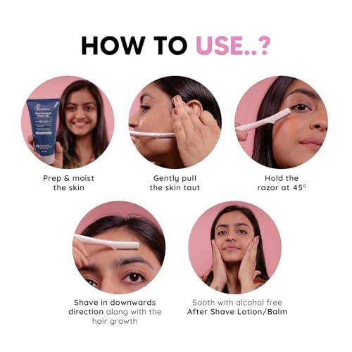 LetsShave LetsShave Evior Reusable Face Razor for Women Facial Hair- 3 Razors | Instant & Painless Hair Removal | For Eyebrows, Upper Lip, Forehead, Peach Fuzz, Chin and Sideburns | Dermaplaning Tool