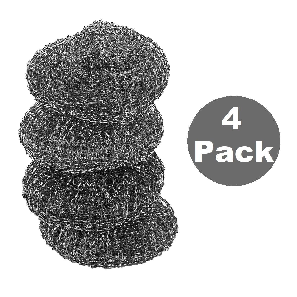 Pine-Sol Pine-Sol Heavy-Duty Stainless Steel Scrubbers | Won’t Rust or Splinter | Scrub Sponges for Cast Iron, Oven Racks, Grills, 4 Pack