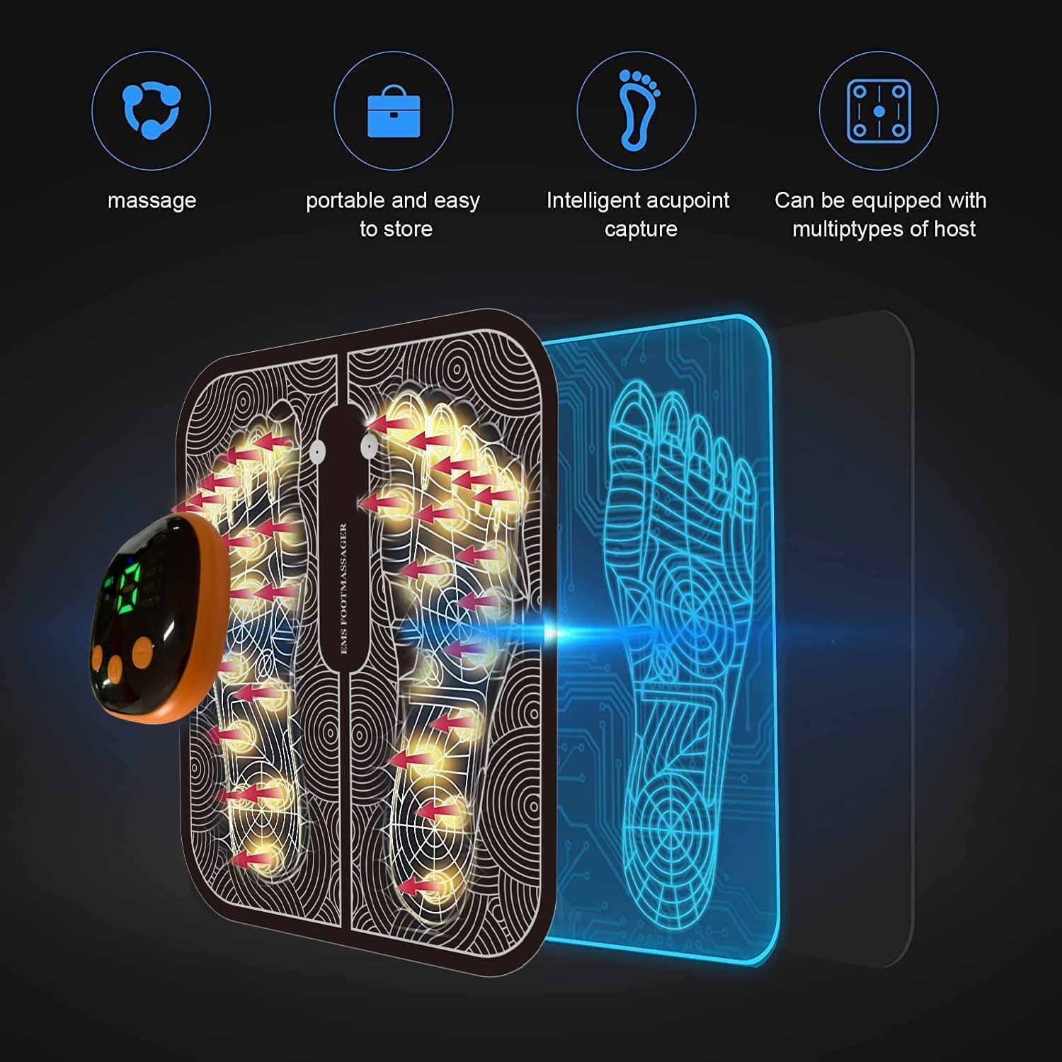 Deoxys Deoxys EMS Foot Massager,Folding Portable Electric Massage Mat, Electronic Muscle Stimulatior Feet Massage Promoting Blood Circulation Muscle Pain Relief