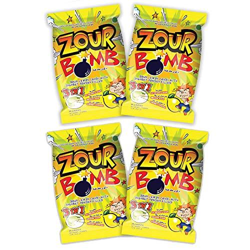 Zour Bomb Zour Bomb Lemon Candy - Pack Of 4 (110 G Each), Sour Candy In Lemon Flavor Combo Pack, Product Of Thailand | Share With Friends & Family - 440 Gm